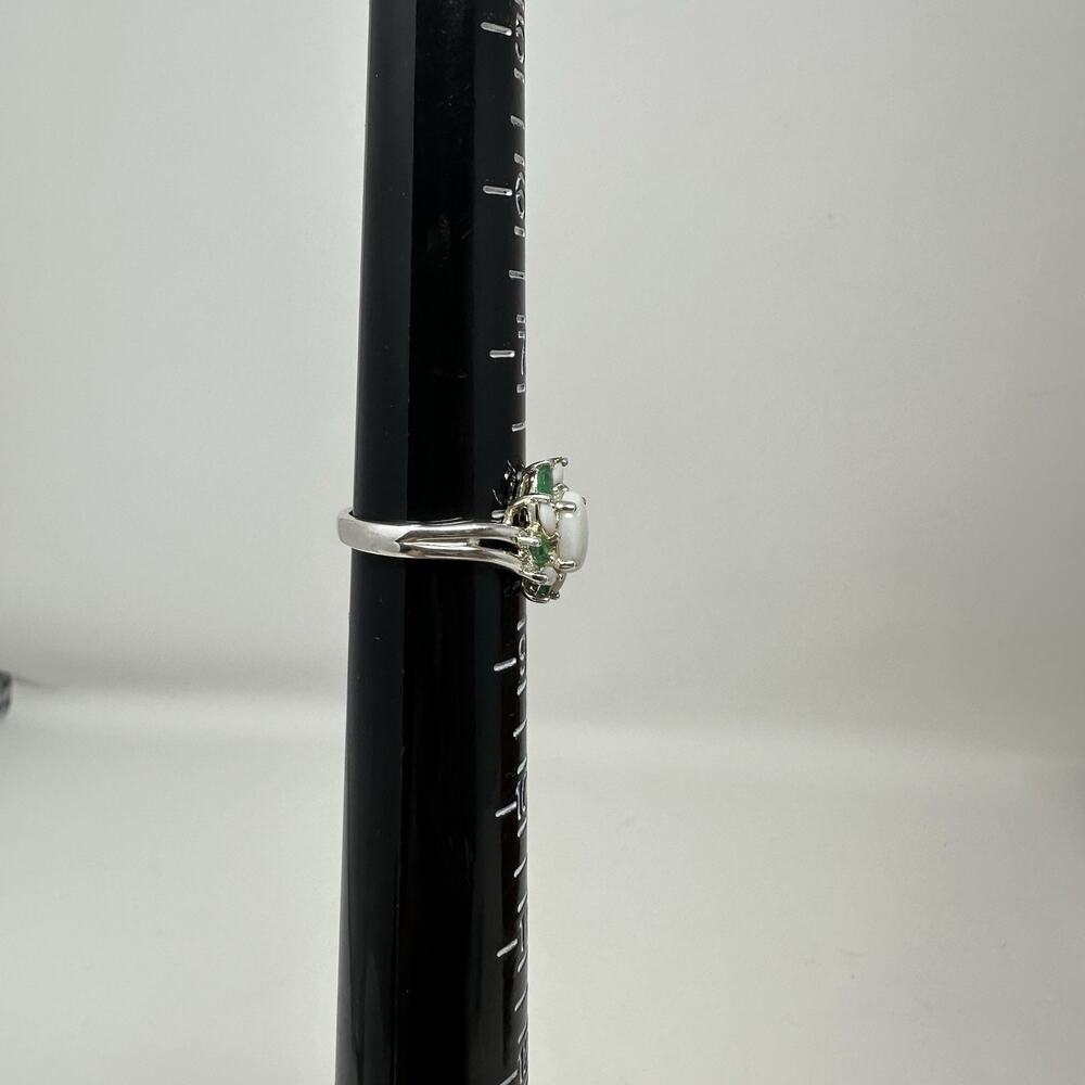 925 Sterling Silver Opal and Green Chrysoprase Ring Size 8 - Picture 8 of 8